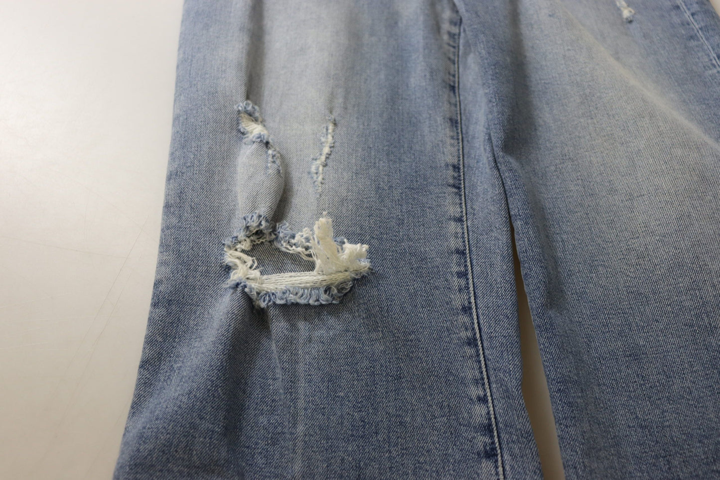 Blue Washed High Waist Cropped Denim Jeans