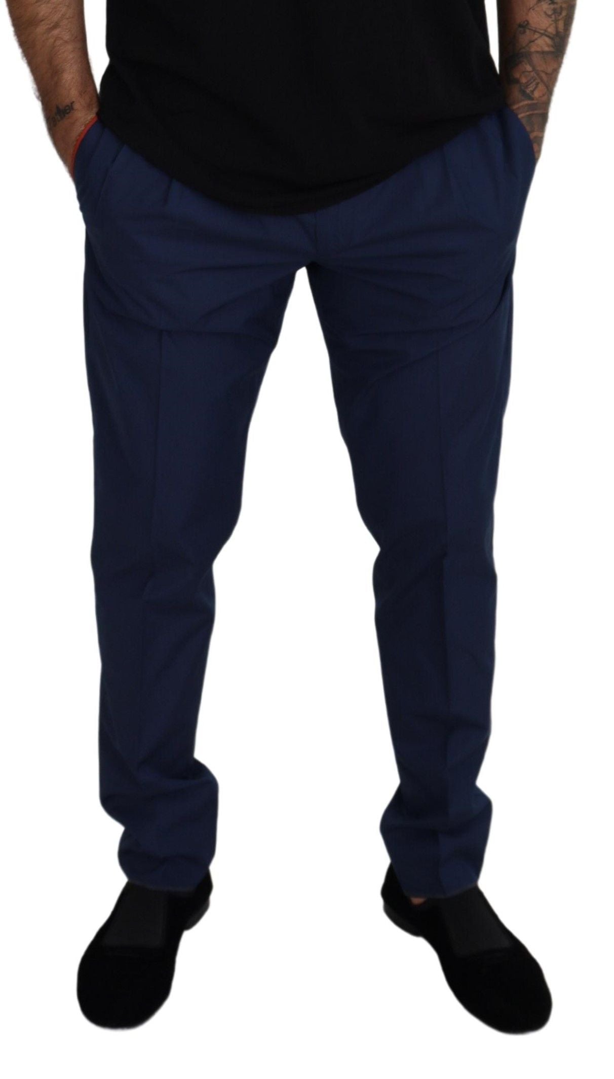 Blaue Chinos aus Baumwolle und Seide