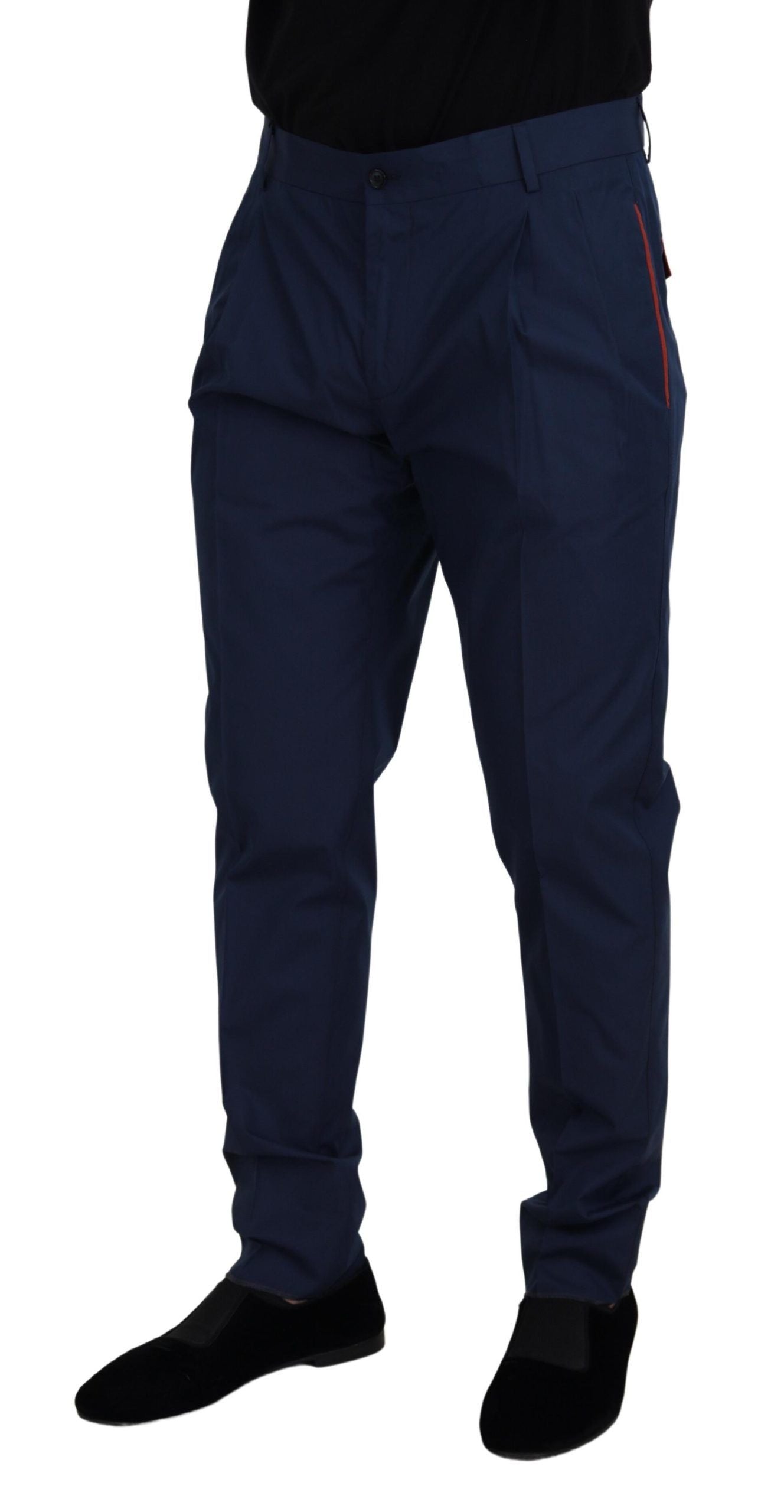 Blaue Chinos aus Baumwolle und Seide
