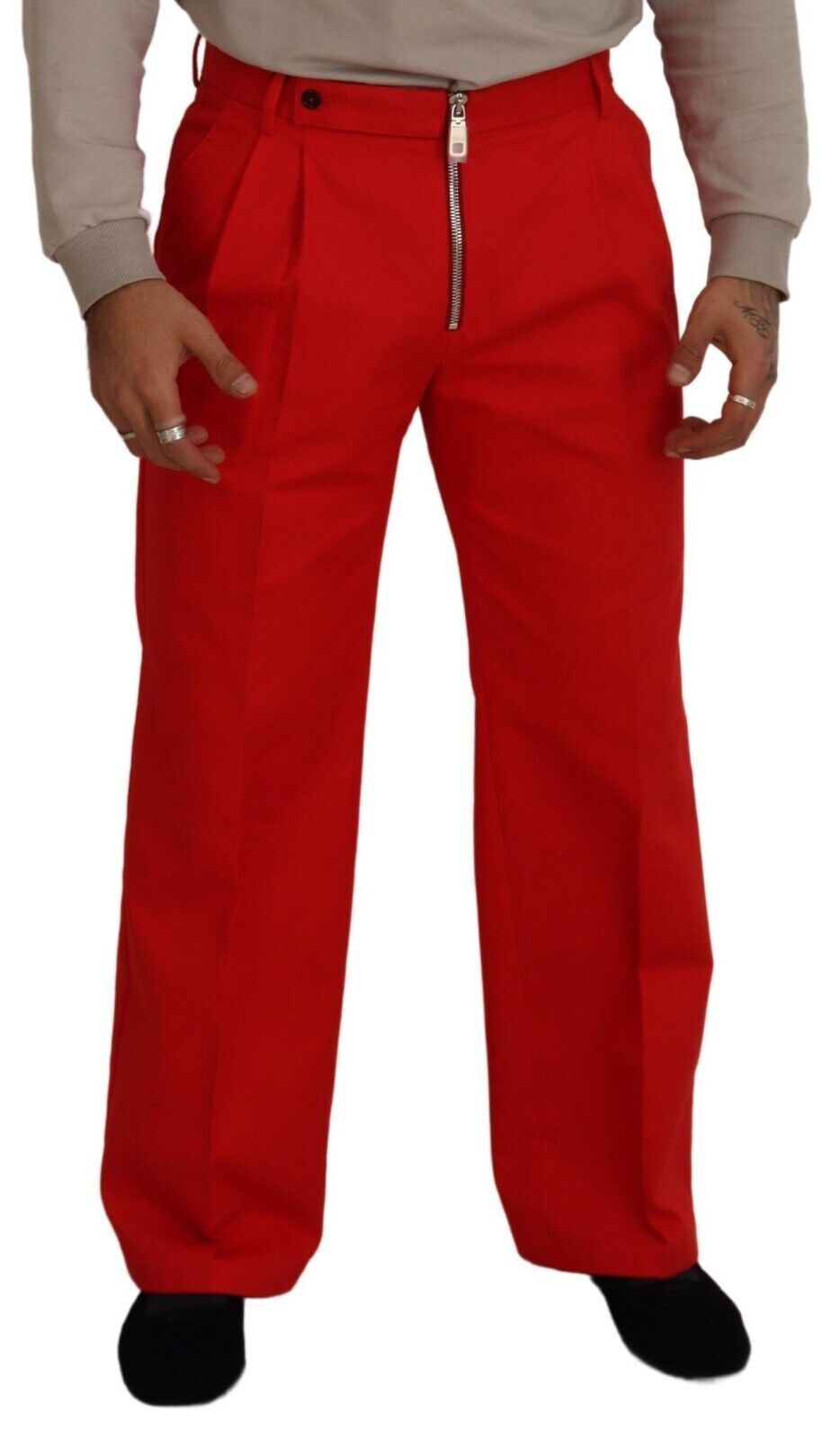 Rote Straight Fit Herrenhose Baumwollhose