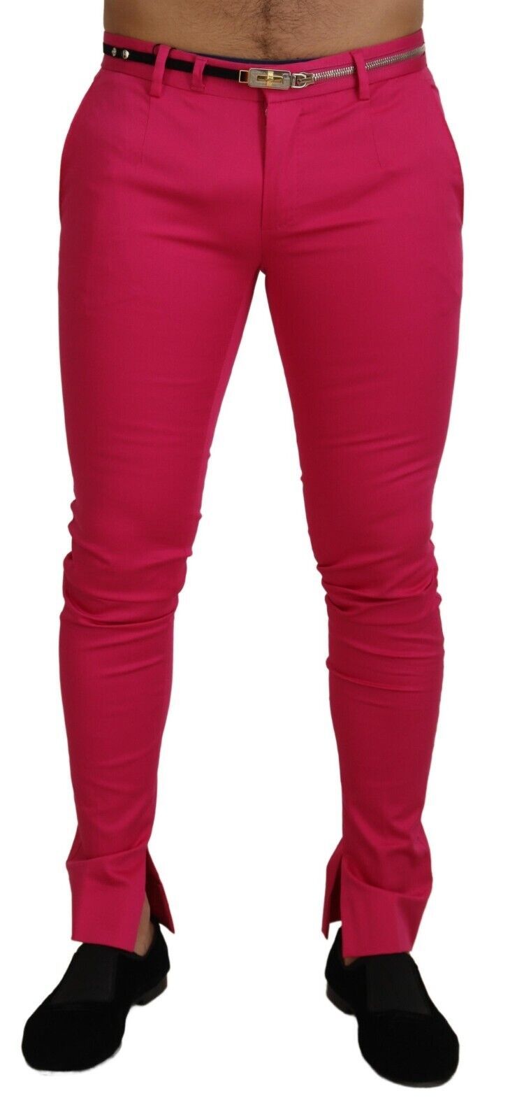 Rosa Hose mit Reißverschluss und Schnalle