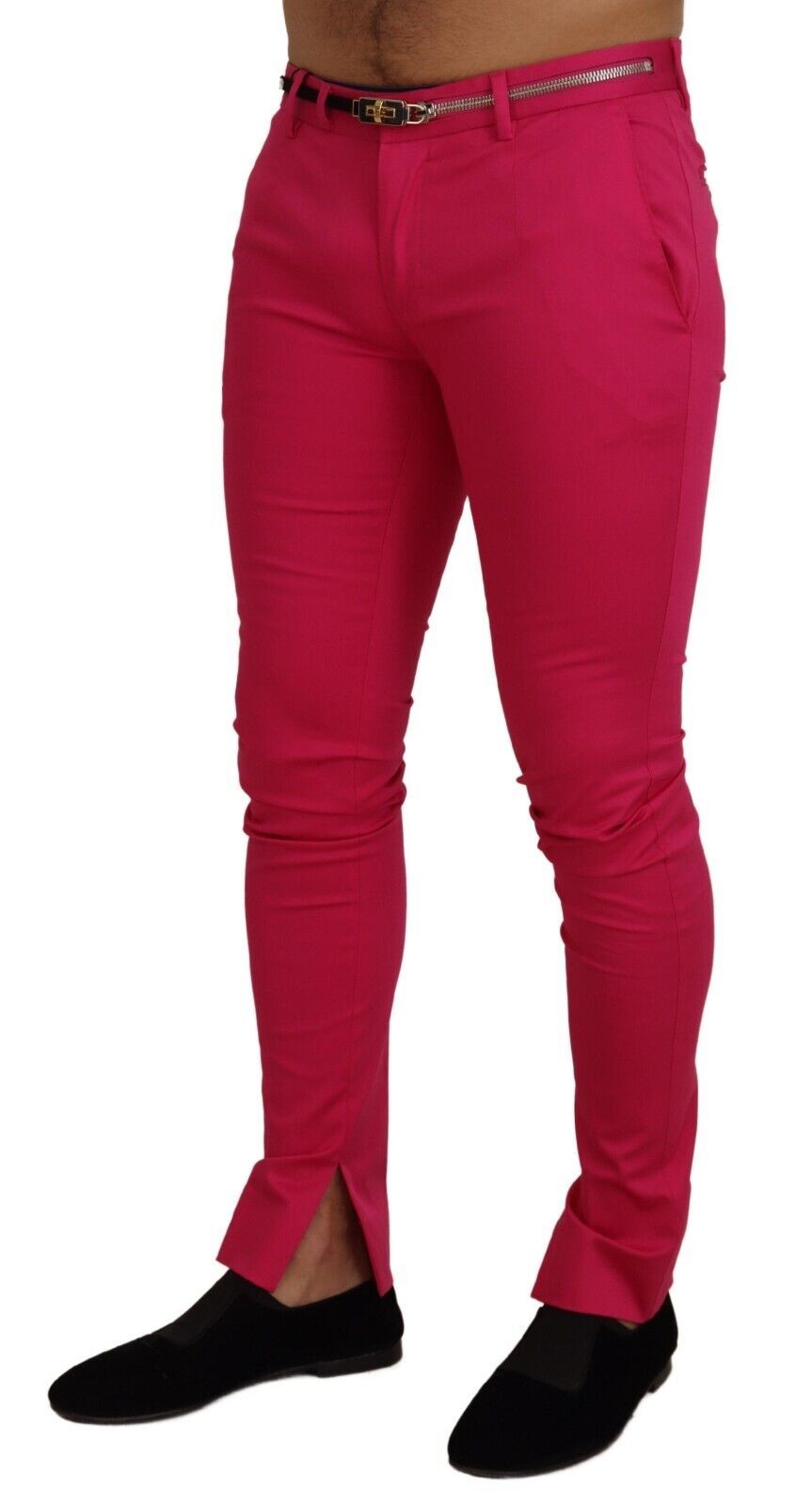 Rosa Hose mit Reißverschluss und Schnalle