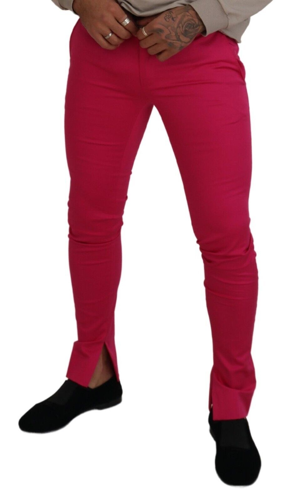 Rosa Hose mit Reißverschluss und Schnalle