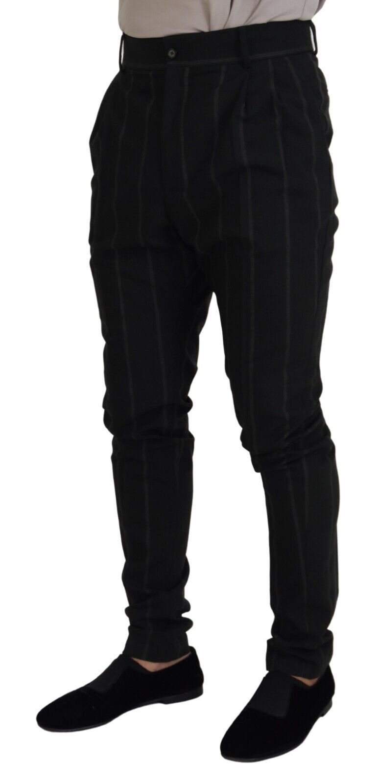 Schwarz gestreifte Herrenhose Baumwollhose