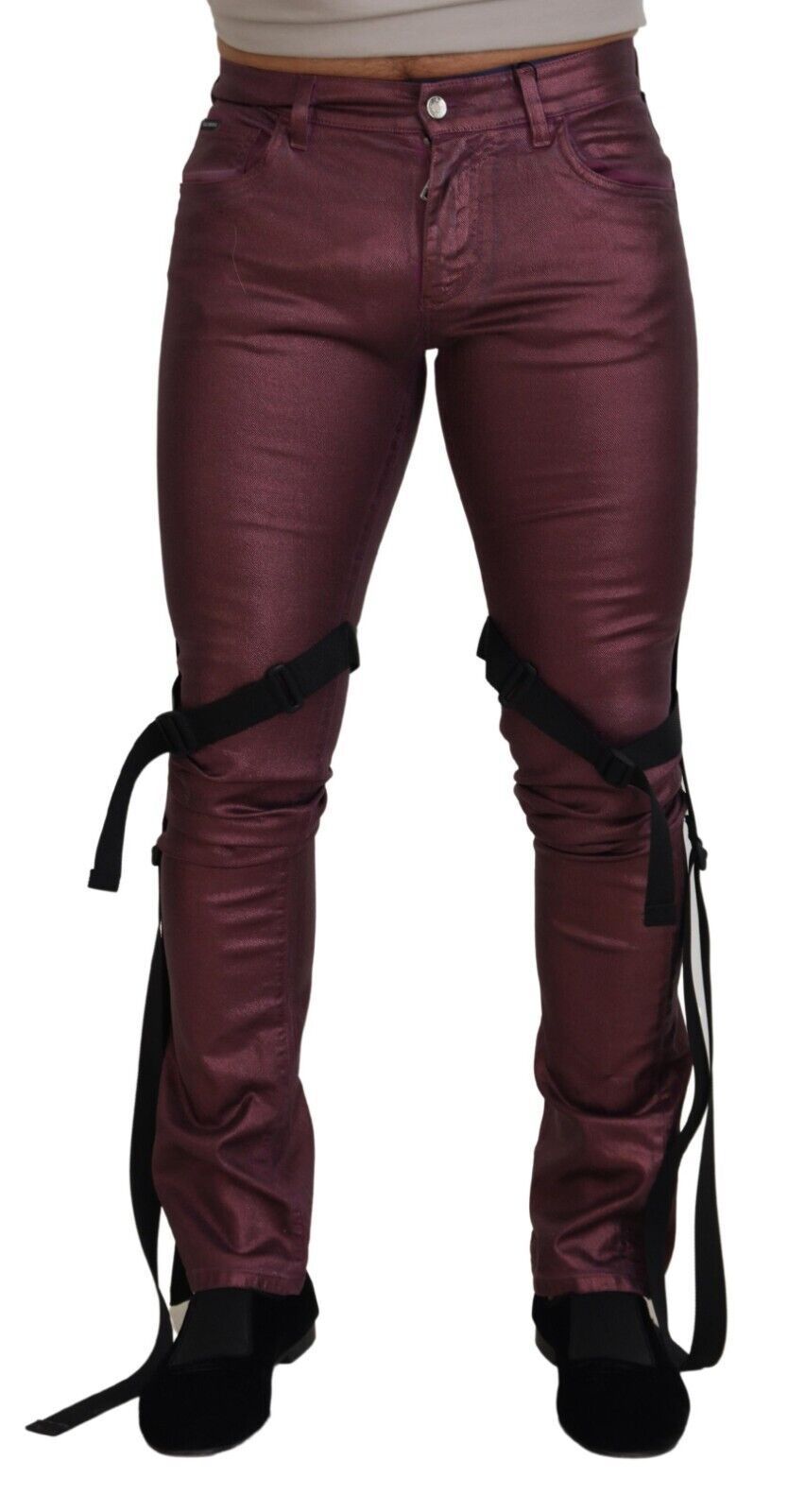 Magenta Baumwolle Herren Casual Harness Denim Jeans