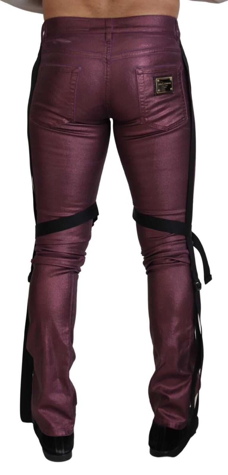 Magenta Baumwolle Herren Casual Harness Denim Jeans