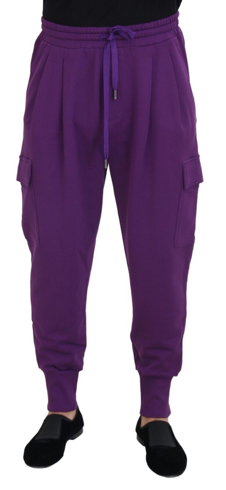 Lila Baumwoll-Cargo-Sweatpants Jogginghose