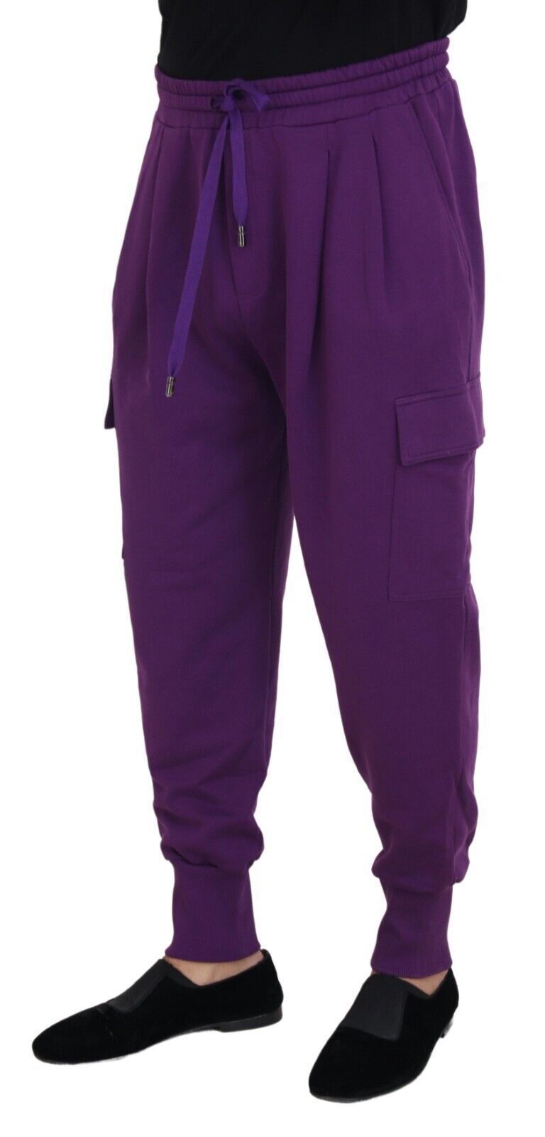Lila Baumwoll-Cargo-Sweatpants Jogginghose