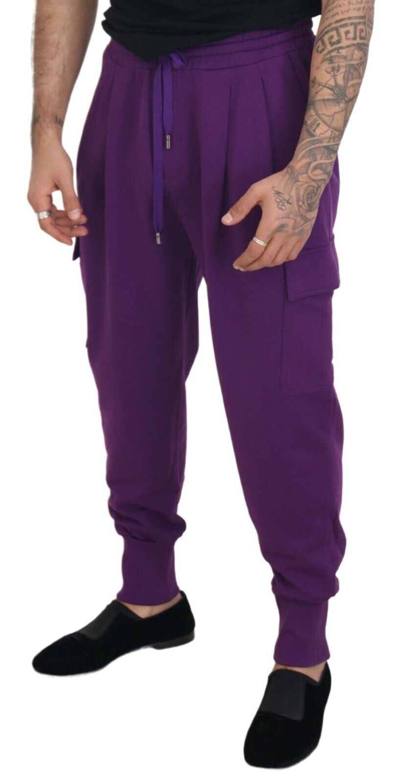 Lila Baumwoll-Cargo-Sweatpants Jogginghose
