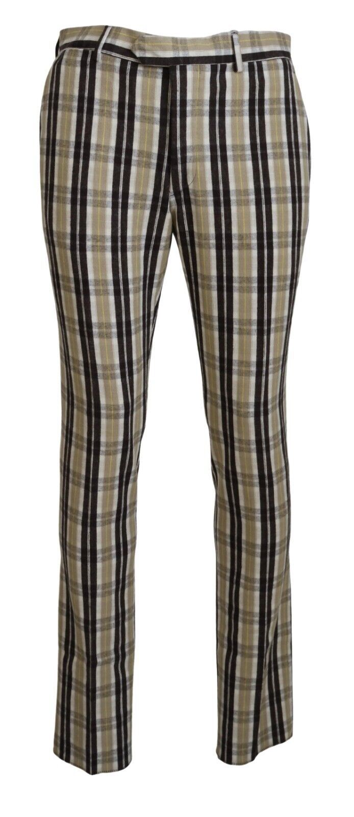 Mehrfarbig karierte Straight Fit Herrenhose aus Baumwolle