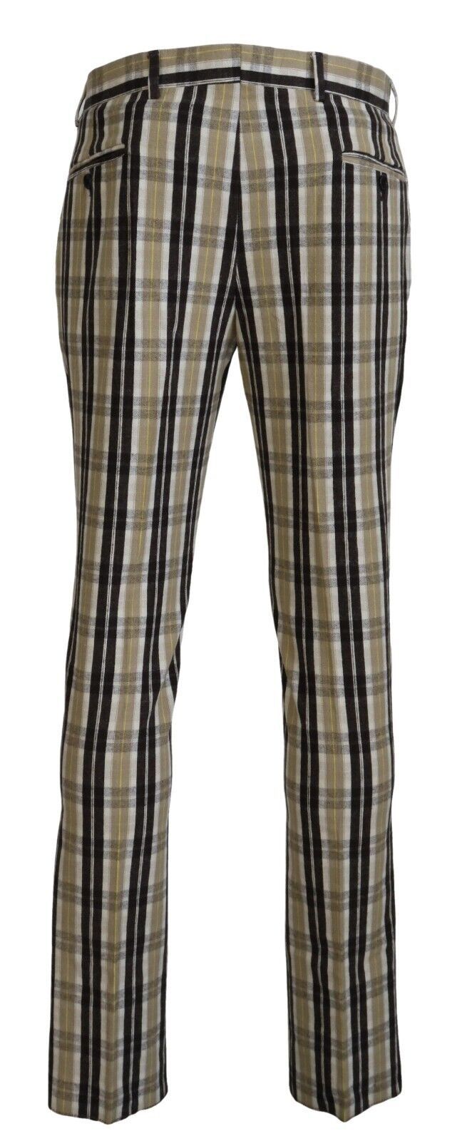 Mehrfarbig karierte Straight Fit Herrenhose aus Baumwolle