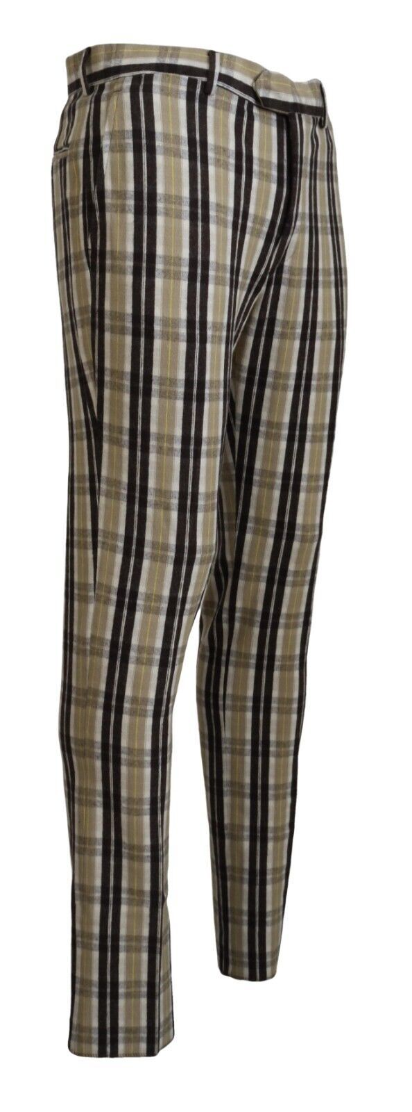 Mehrfarbig karierte Straight Fit Herrenhose aus Baumwolle