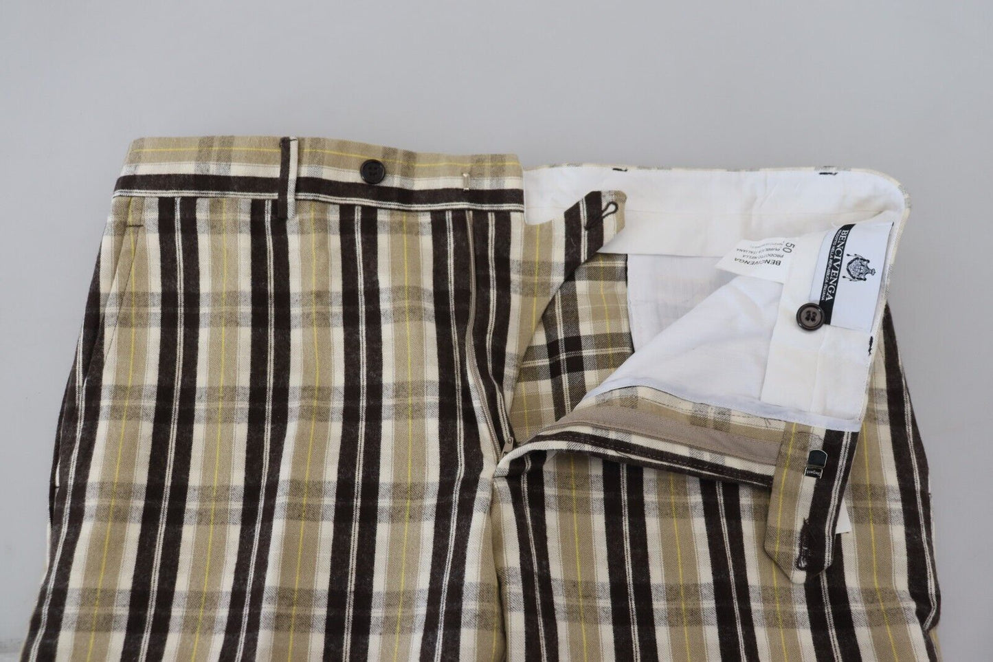 Mehrfarbig karierte Straight Fit Herrenhose aus Baumwolle