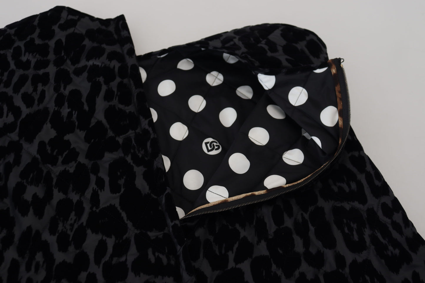 Schwarzes Mini-Etuikleid aus Polyester mit Leopardenmuster