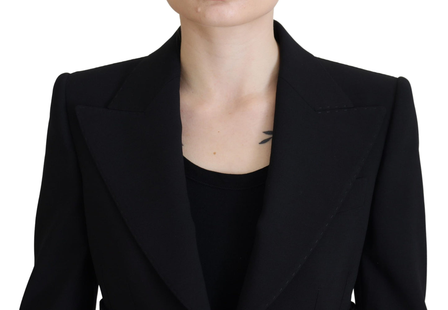 Schwarze, einreihige Blazer-Wolljacke