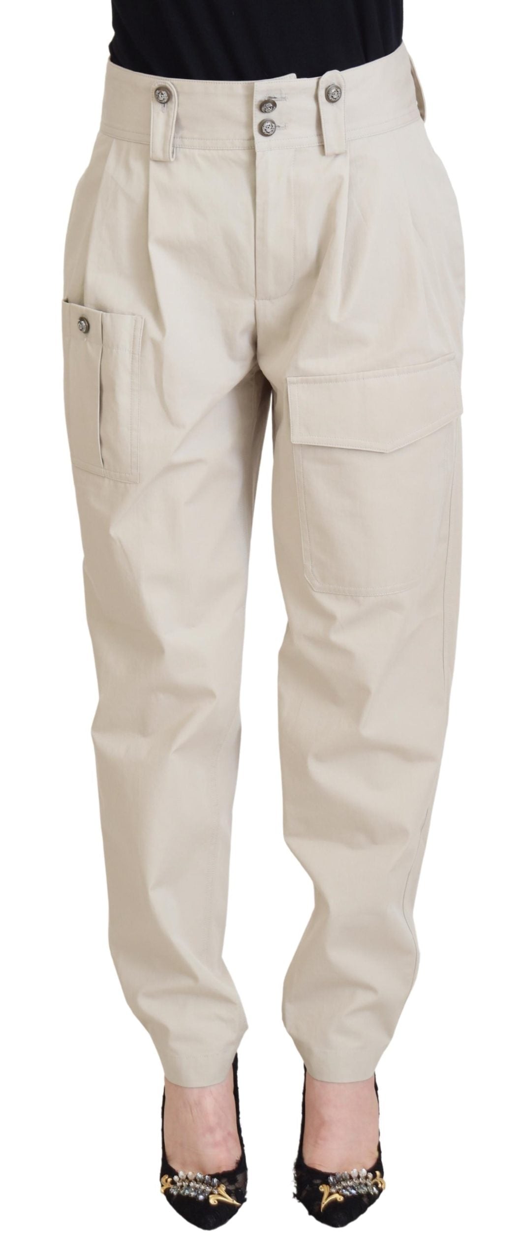 Beige High Waist Damenhose