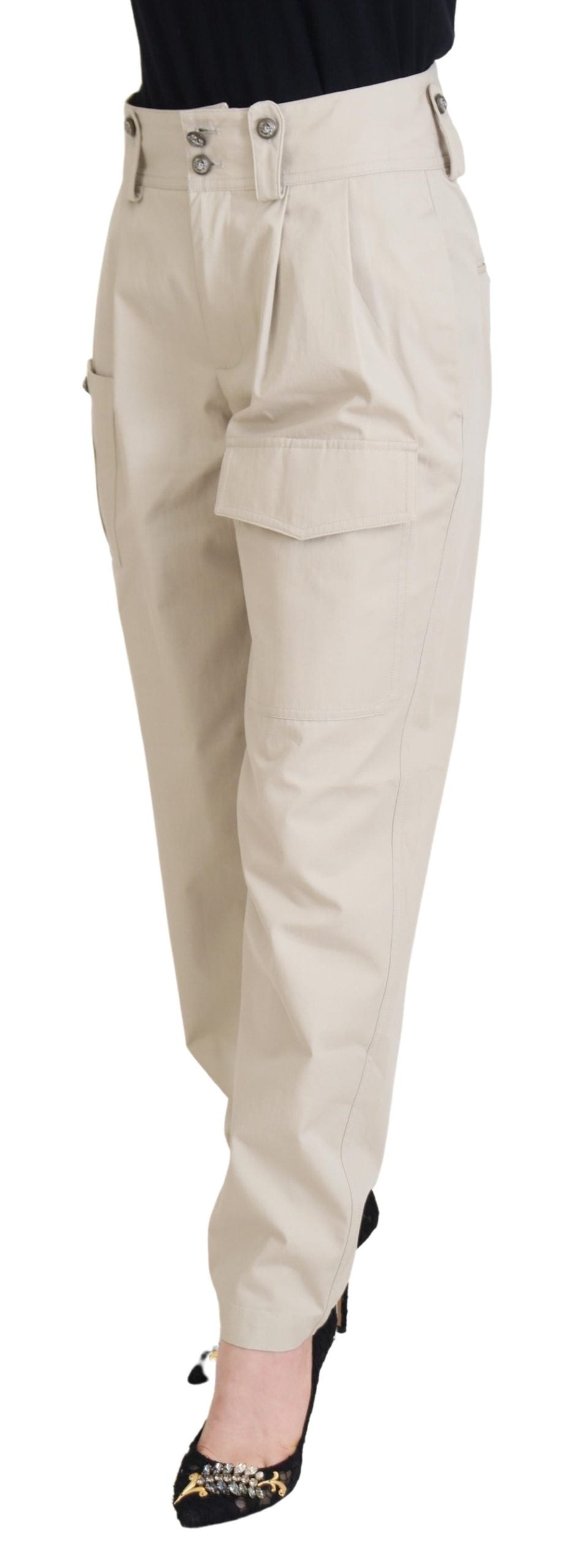 Beige High Waist Damenhose