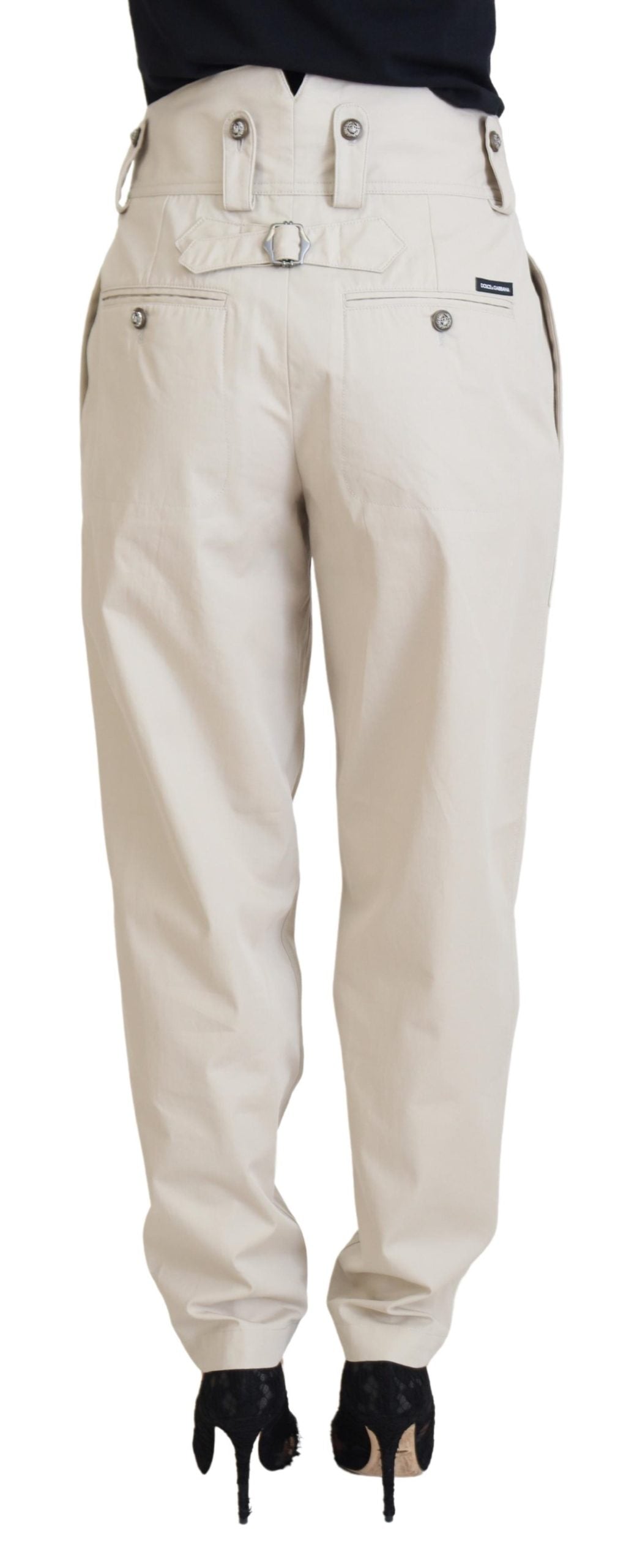 Beige High Waist Damenhose