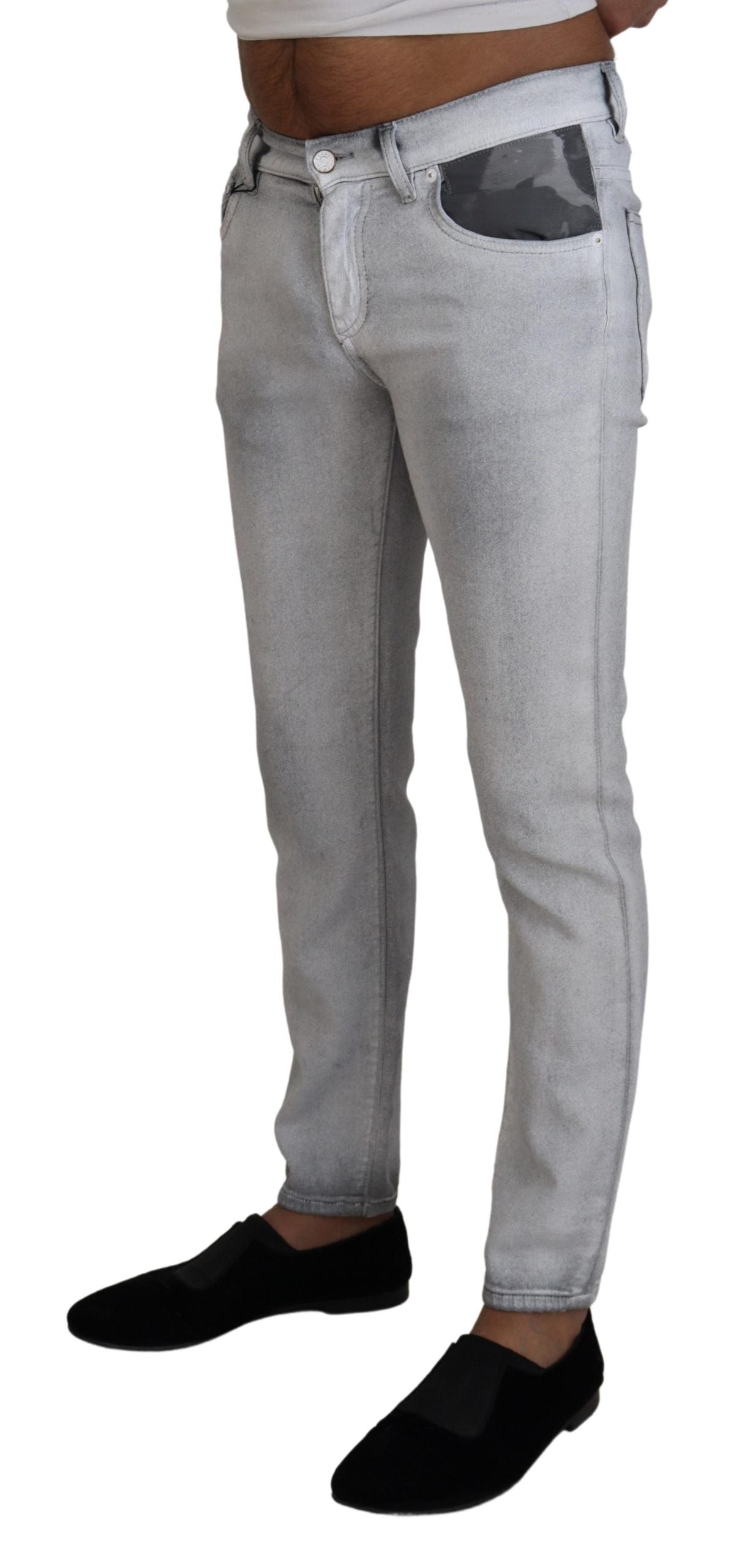 Grau verwaschene Skinny Jeans für Herren