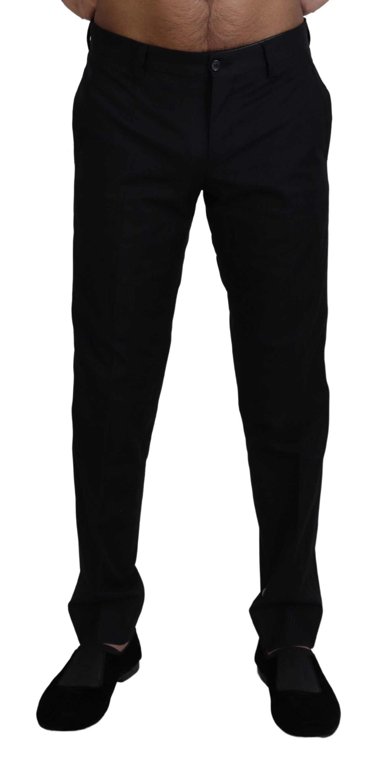 Schwarze formelle Chinohose aus Baumwolle
