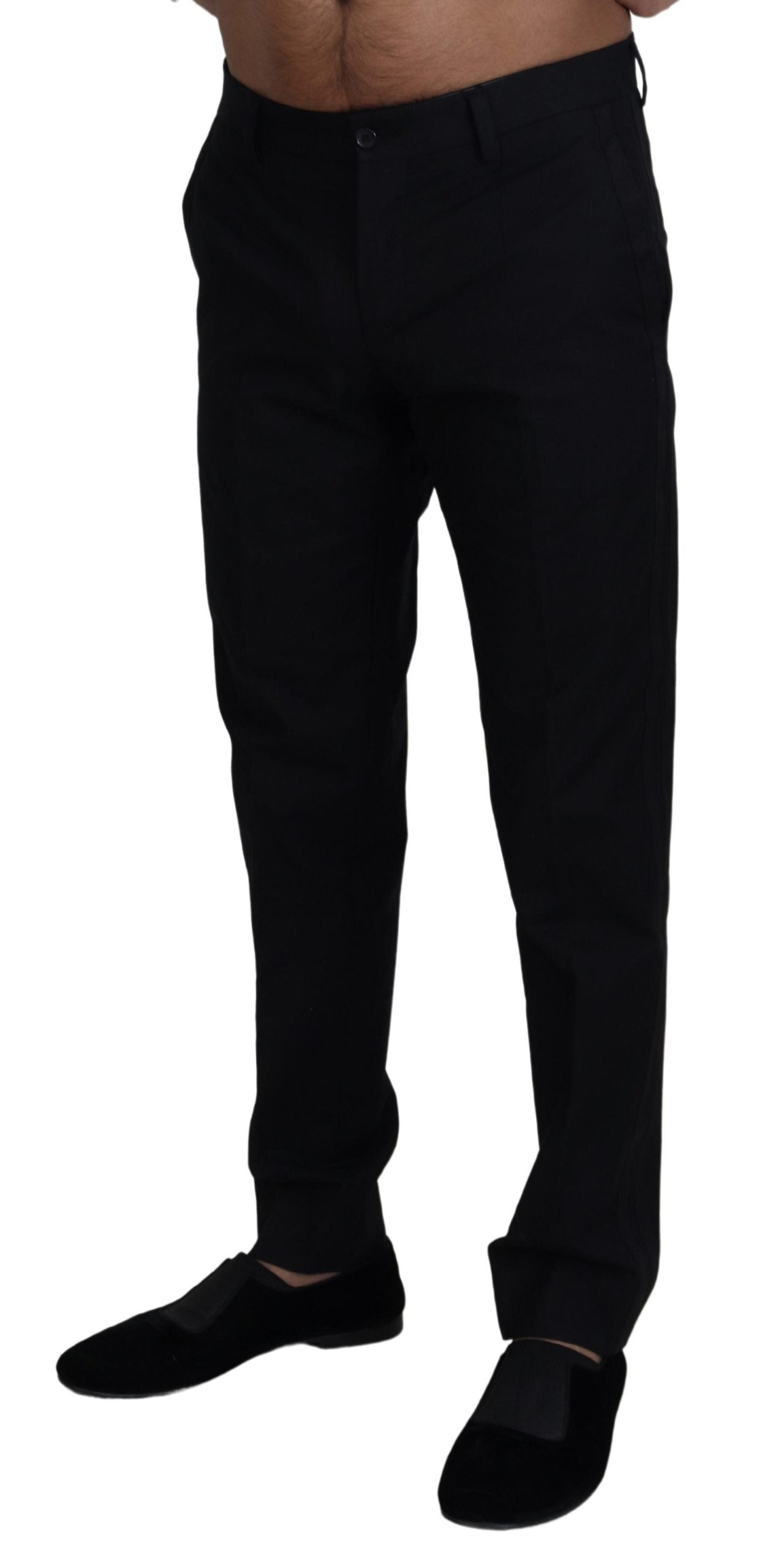 Schwarze formelle Chinohose aus Baumwolle