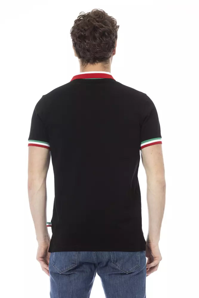 Schwarzes Herren-Poloshirt aus Baumwolle