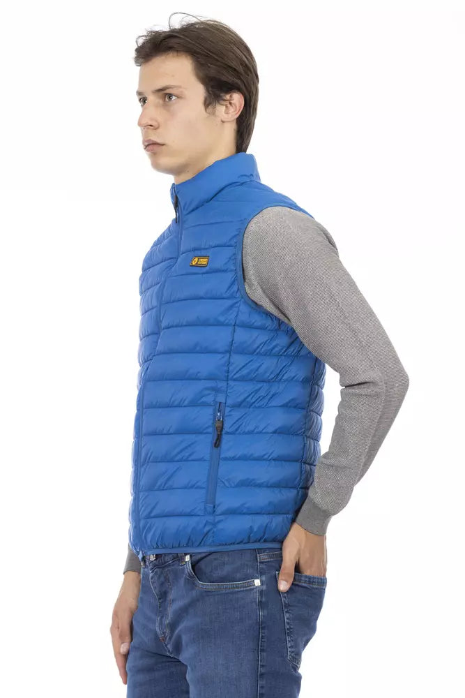 Blaue ärmellose Herrenjacke aus Polyester