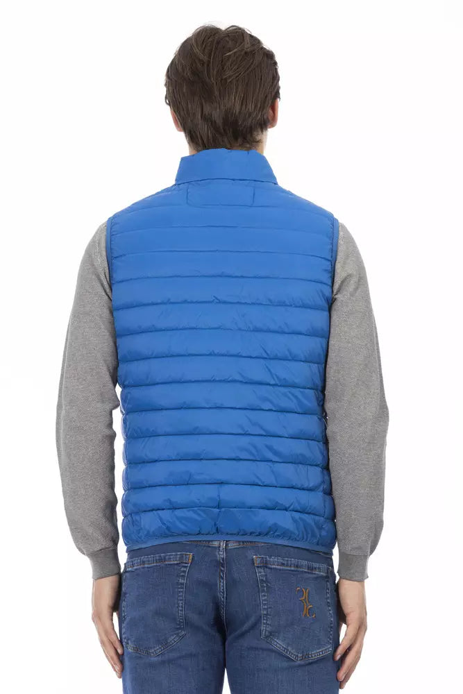 Blaue ärmellose Herrenjacke aus Polyester