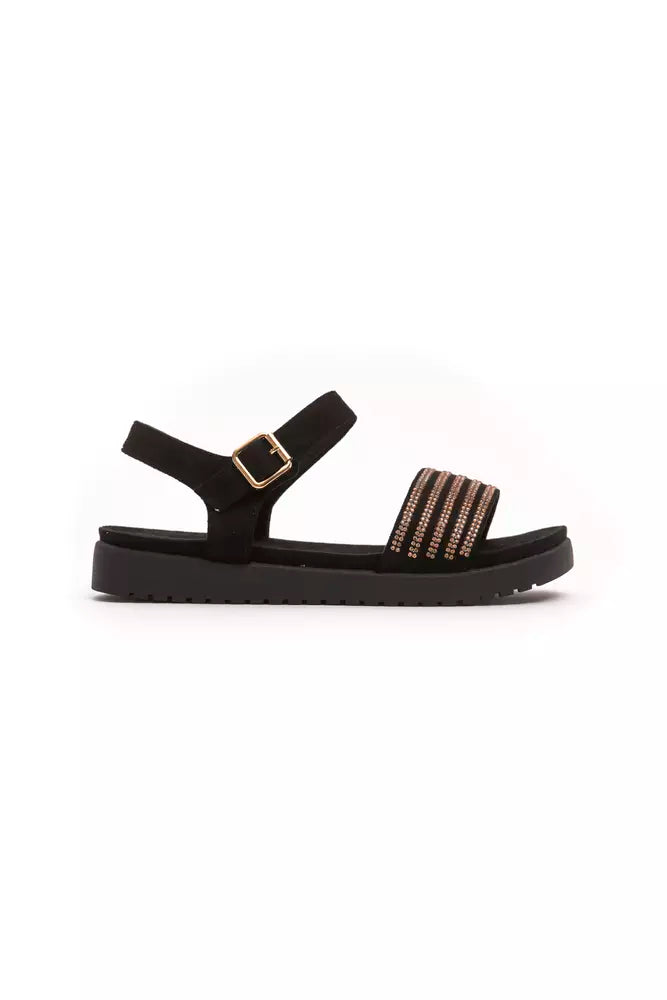 Goldfarbene Textil-Sandalen für Damen