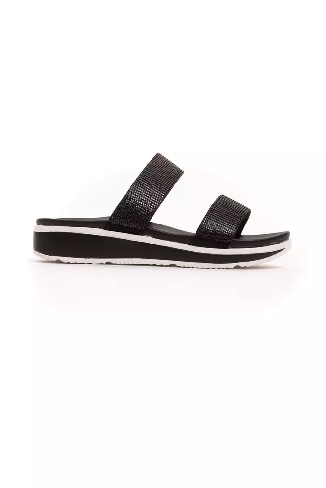 Schwarze Textilsandale für Damen