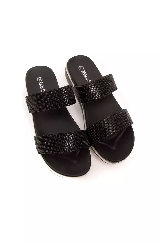 Schwarze Textilsandale für Damen