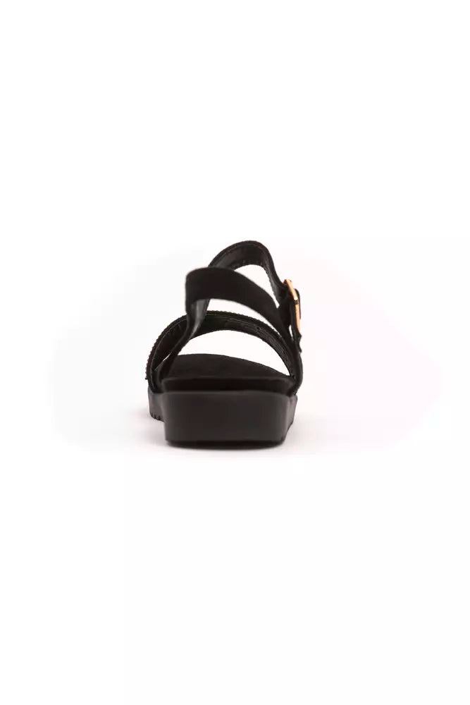 Goldfarbene Textil-Sandalen für Damen