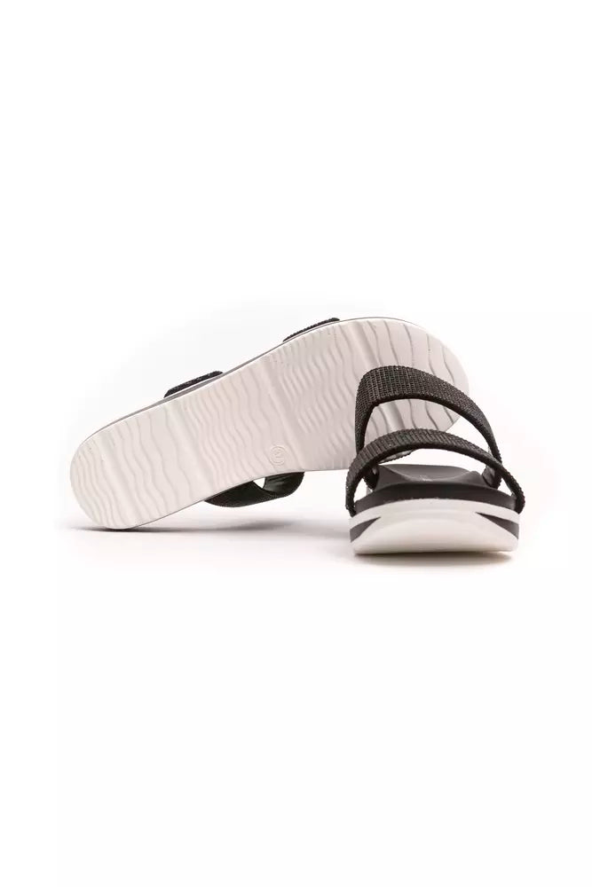 Schwarze Textilsandale für Damen