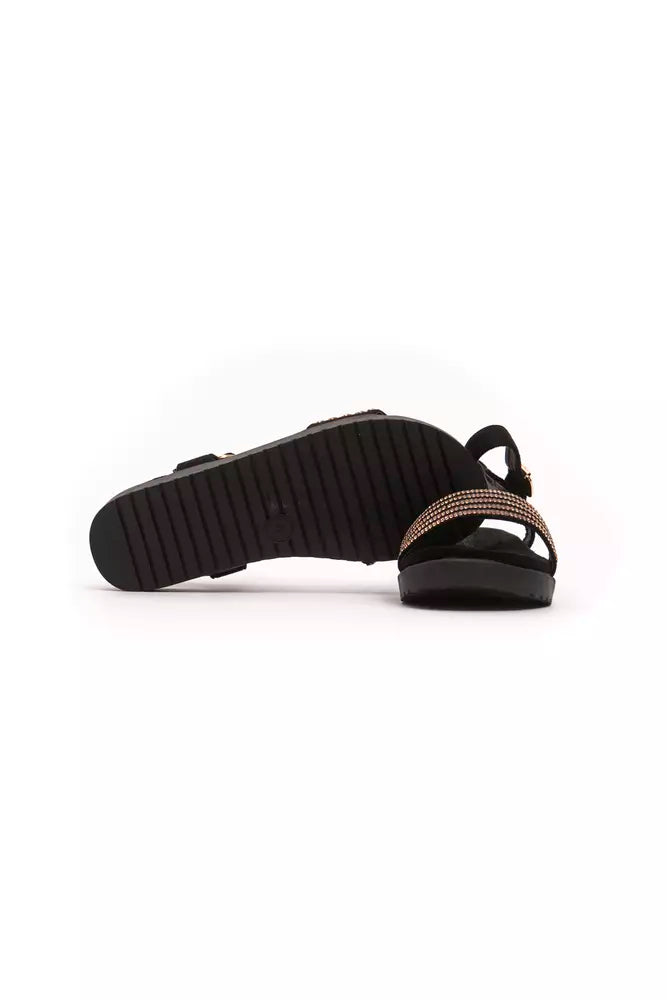 Goldfarbene Textil-Sandalen für Damen