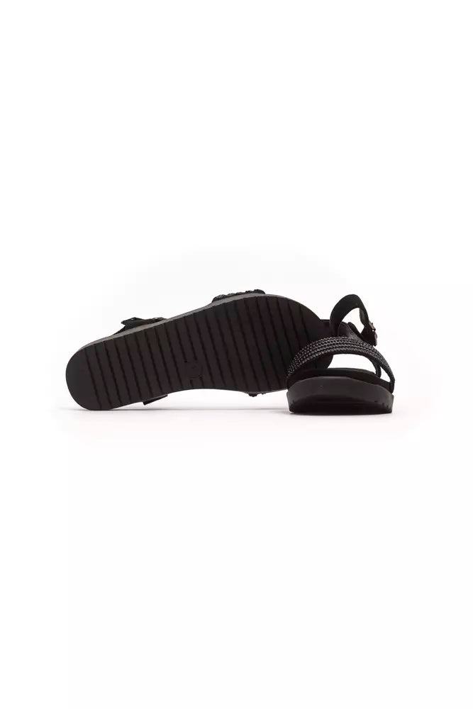 Schwarze Textilsandale für Damen