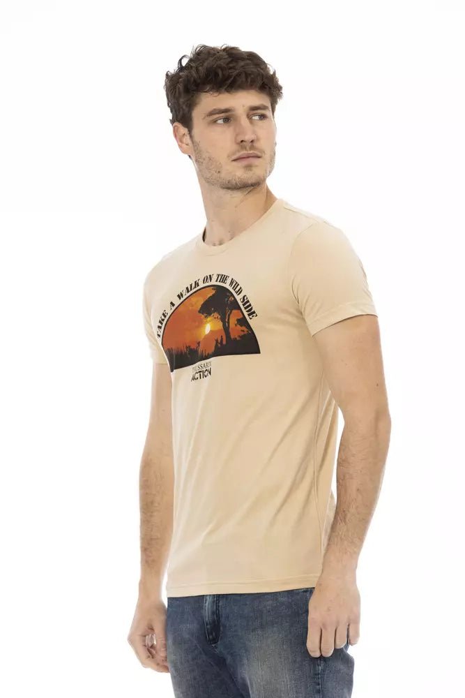 Beiges Herren-T-Shirt aus Baumwolle