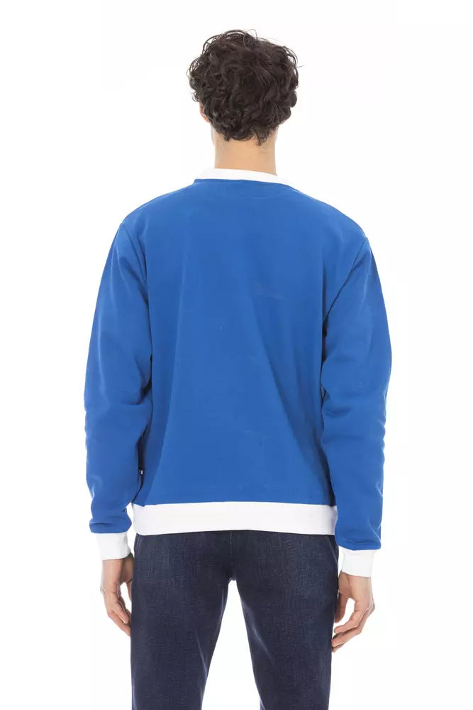 Blauer Baumwollpullover für Herren