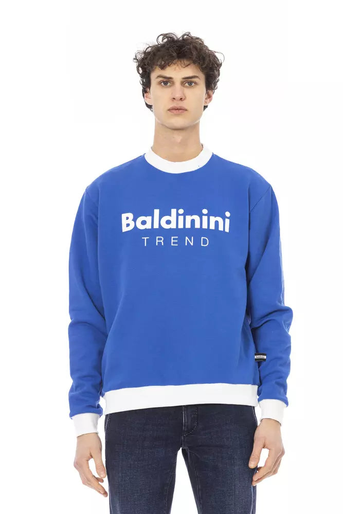 Blauer Baumwollpullover für Herren