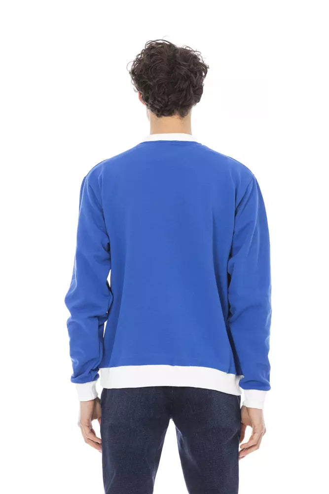 Blauer Baumwollpullover für Herren