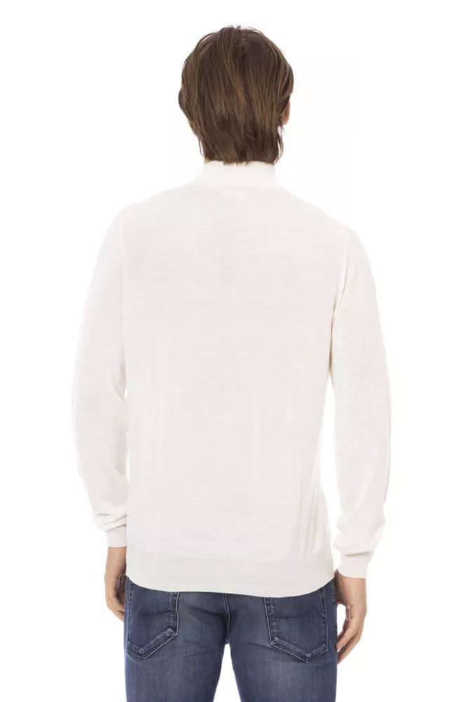 White Fabric Men Turtleneck Sweater