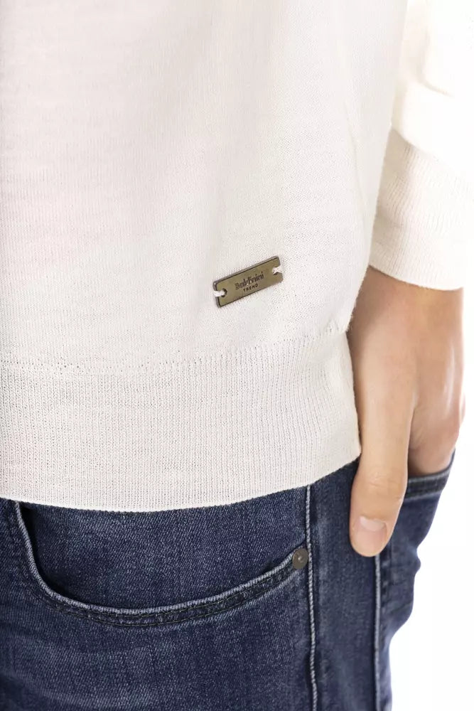 White Fabric Men Turtleneck Sweater
