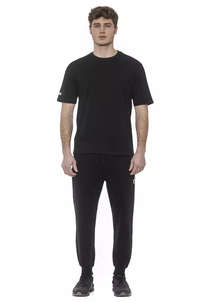 Schwarzes Herren-T-Shirt aus Baumwolle