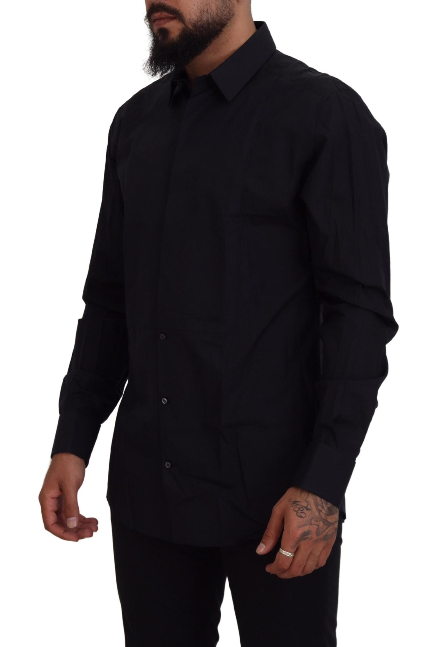 Schwarz-Gold-Baumwolle Slim Fit Herrenhemd
