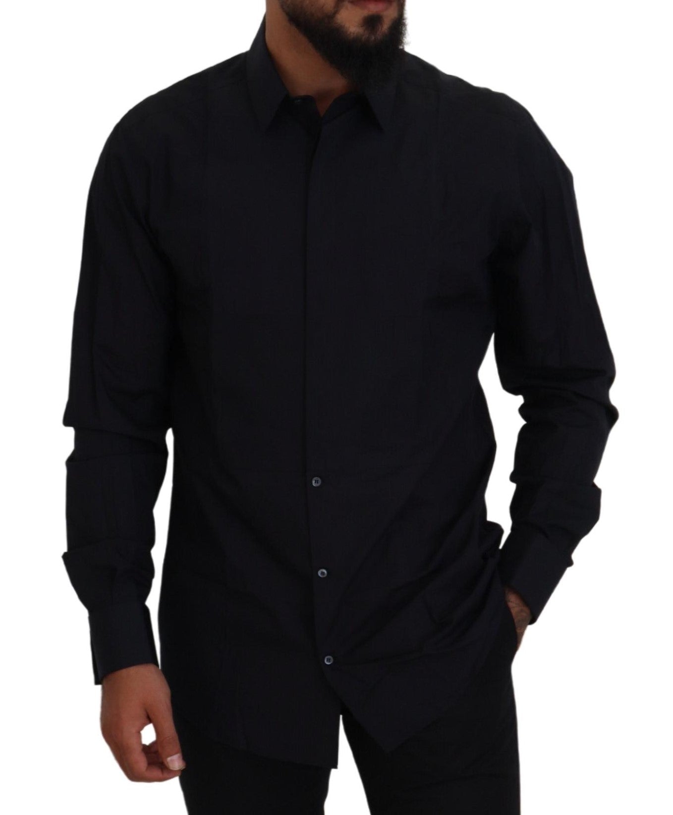 Schwarz-Gold-Baumwolle Slim Fit Herrenhemd