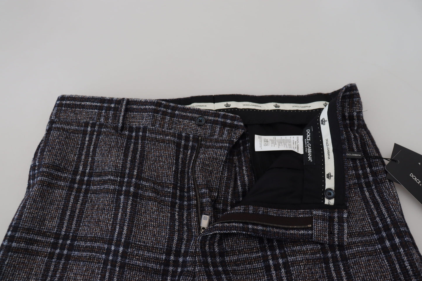 Grau karierte Herrenhose mit mittlerer Taille