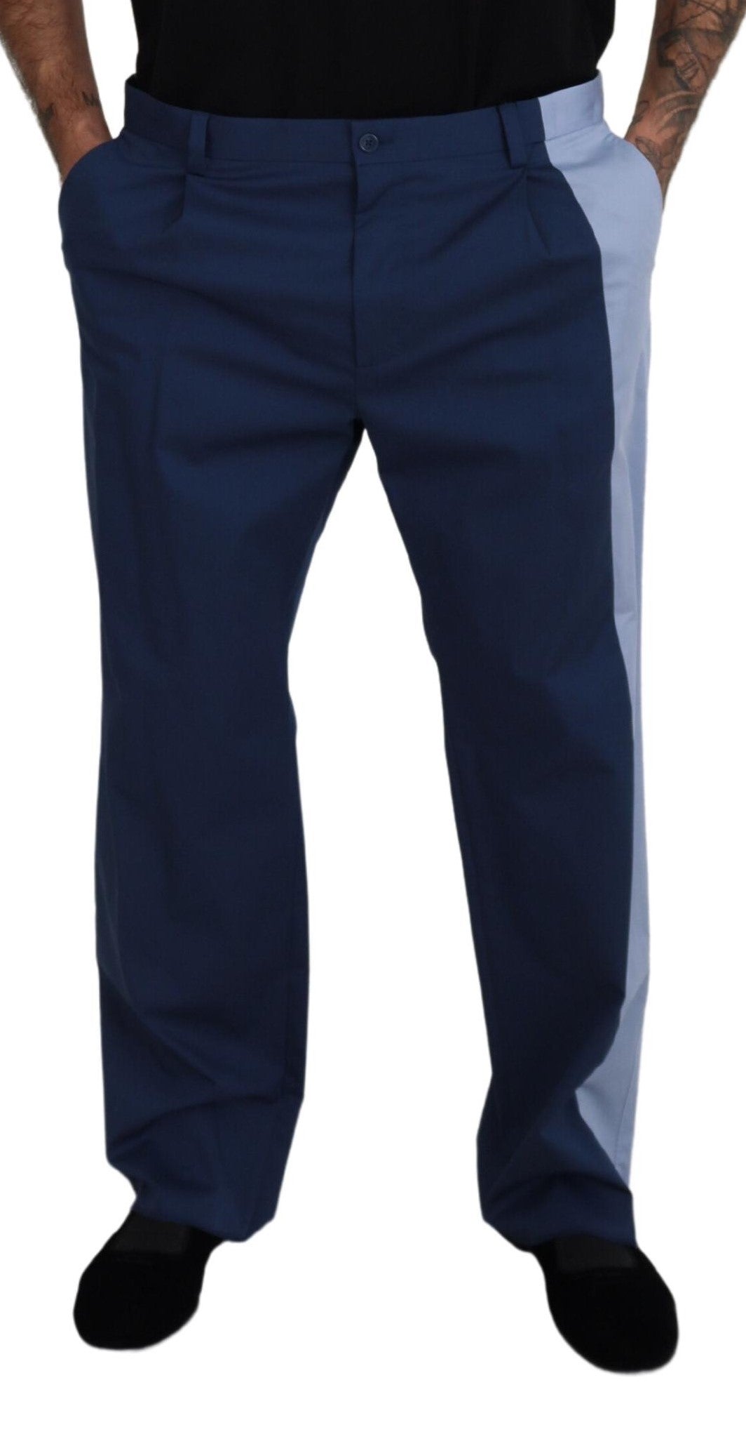 Blaue Straight Fit-Hose aus Baumwolle