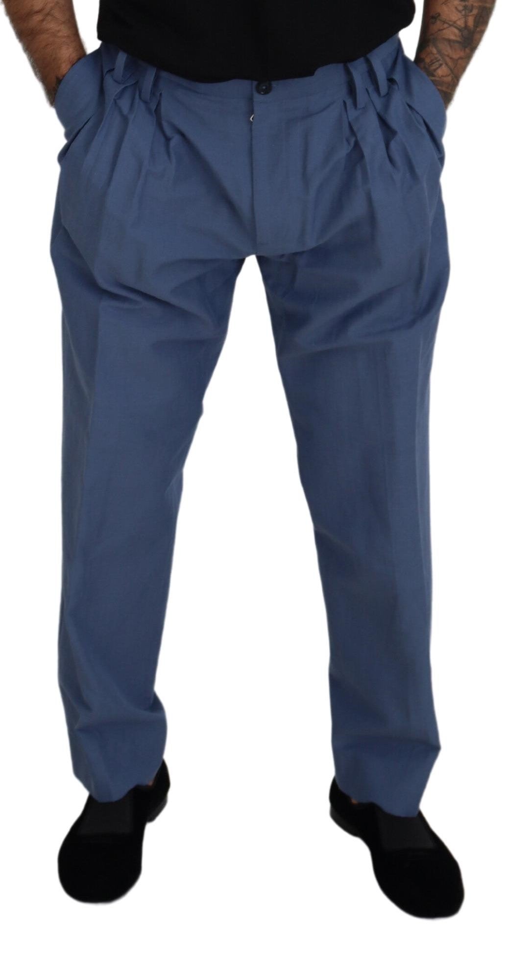 Blaue Leinen-Chinohose für Herren