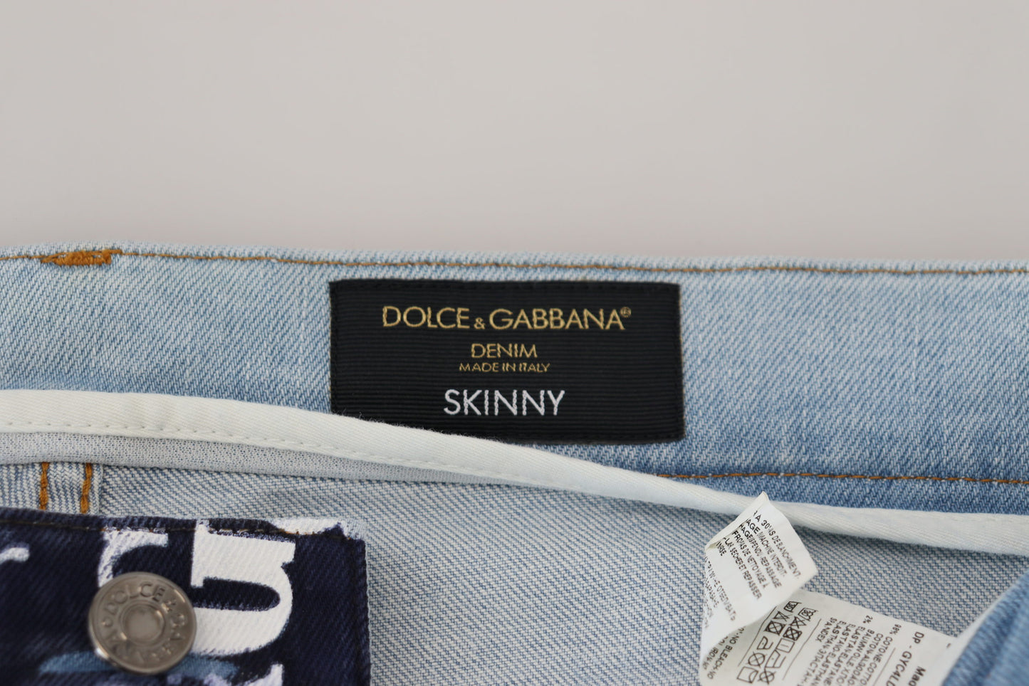 Blaue Skinny-Jeans aus Baumwolle mit Kronen-Print