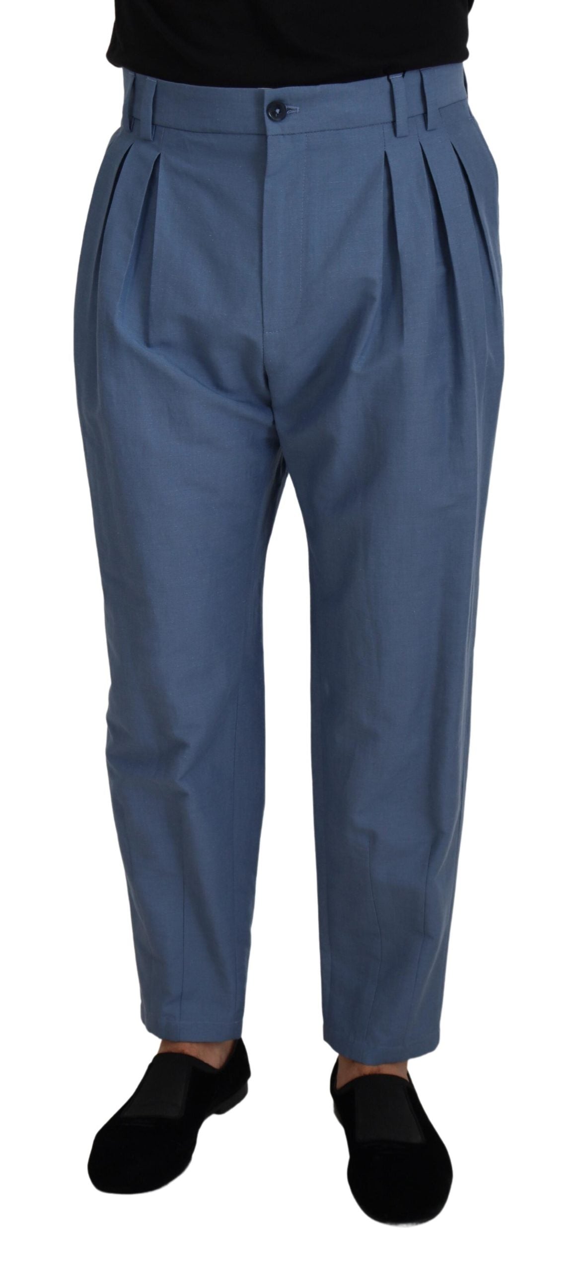 Blaue formelle Chinohose aus Leinen