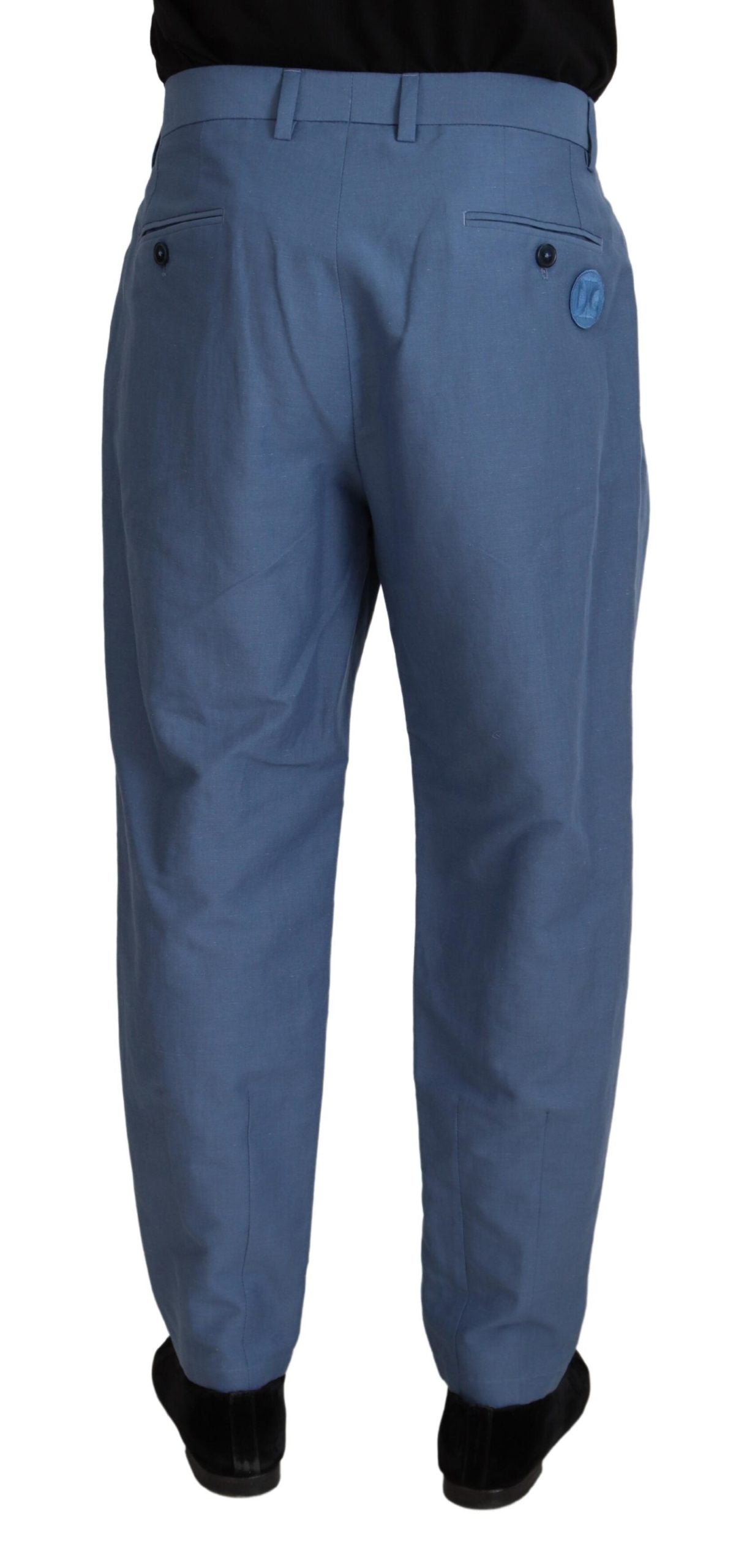 Blaue formelle Chinohose aus Leinen